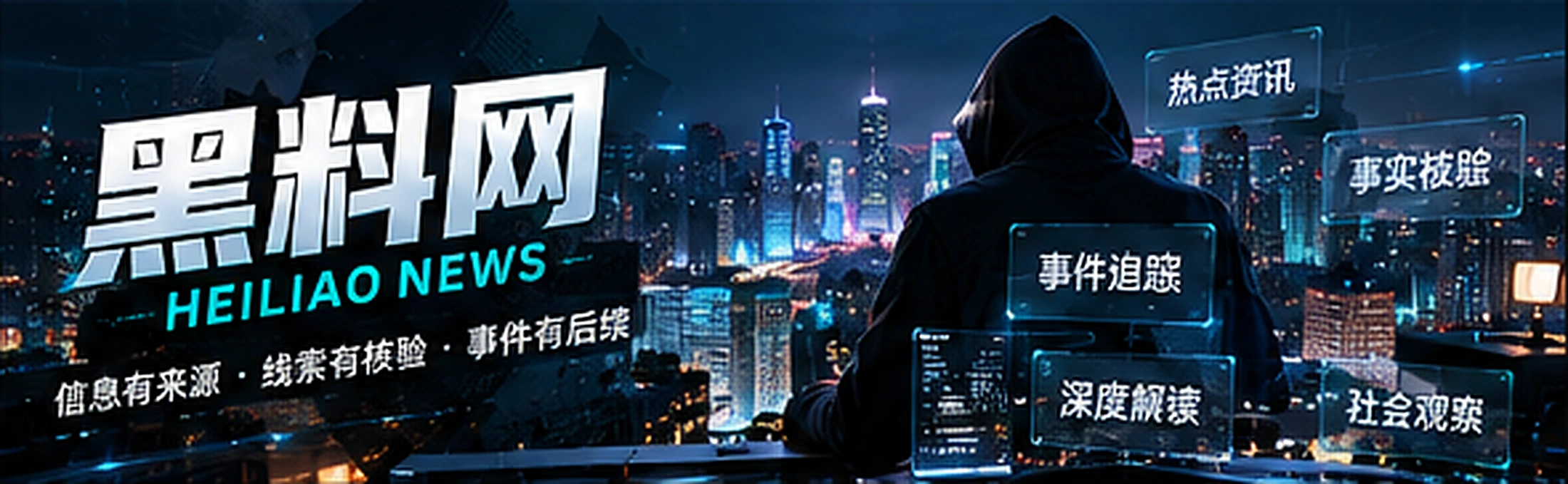 黑青色抽象新闻编辑室主视觉